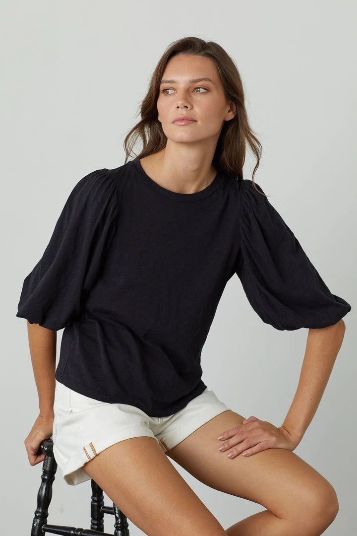 Velvet By Graham & Spencer Womens UMA PUFF SLEEVE TEE 4 Velvet By Graham & Spencer Womens UMA PUFF SLEEVE TEE