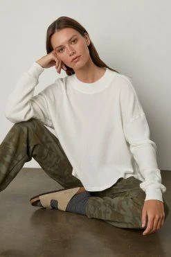 Velvet By Graham & Spencer PAIGE OVERSIZED COTTON THERMAL TEE Womens 8 Velvet By Graham & Spencer PAIGE OVERSIZED COTTON THERMAL TEE Womens