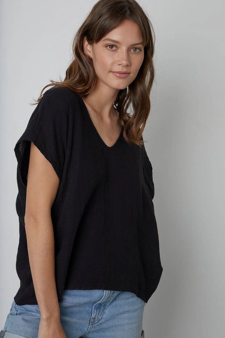 Velvet By Graham & Spencer ELSA COTTON GAUZE TOP Womens 6 Velvet By Graham & Spencer ELSA COTTON GAUZE TOP Womens