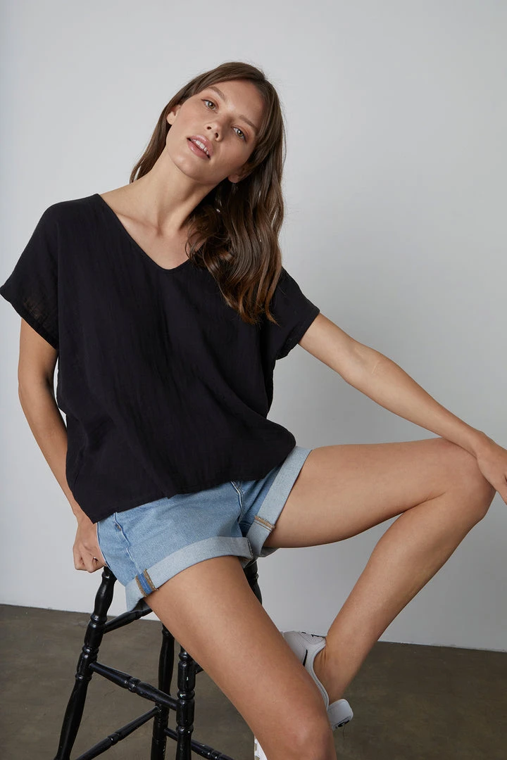 Velvet By Graham & Spencer ELSA COTTON GAUZE TOP Womens 5 Velvet By Graham & Spencer ELSA COTTON GAUZE TOP Womens