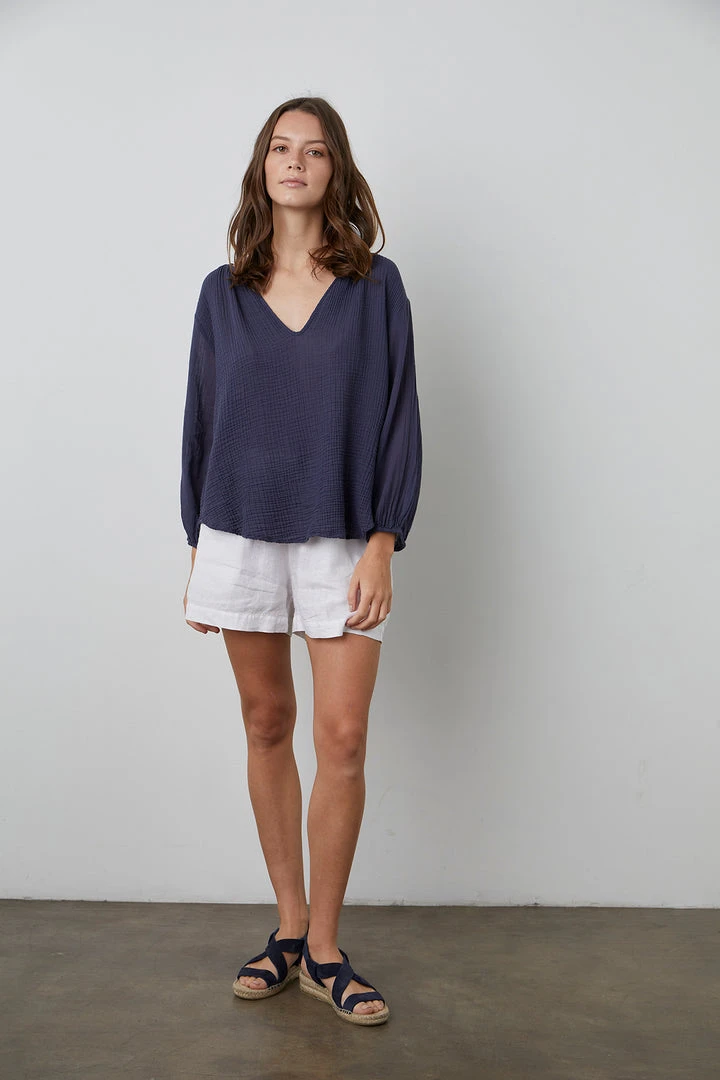 Velvet By Graham & Spencer MARILYN COTTON GAUZE PEASANT BLOUSE 4 Velvet By Graham & Spencer MARILYN COTTON GAUZE PEASANT BLOUSE