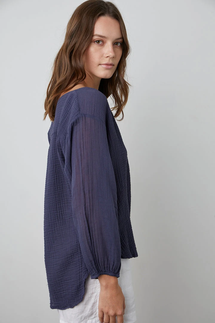Velvet By Graham & Spencer MARILYN COTTON GAUZE PEASANT BLOUSE 2 Velvet By Graham & Spencer MARILYN COTTON GAUZE PEASANT BLOUSE