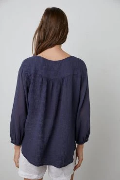 Velvet By Graham & Spencer MARILYN COTTON GAUZE PEASANT BLOUSE 8 Velvet By Graham & Spencer MARILYN COTTON GAUZE PEASANT BLOUSE