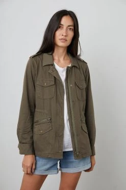 Velvet By Graham & Spencer RUBY LIGHT-WEIGHT ARMY JACKET Womens 54 Velvet By Graham & Spencer RUBY LIGHT-WEIGHT ARMY JACKET Womens