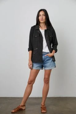 Velvet By Graham & Spencer RUBY LIGHT-WEIGHT ARMY JACKET Womens 61 Velvet By Graham & Spencer RUBY LIGHT-WEIGHT ARMY JACKET Womens