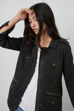 Velvet By Graham & Spencer RUBY LIGHT-WEIGHT ARMY JACKET Womens 60 Velvet By Graham & Spencer RUBY LIGHT-WEIGHT ARMY JACKET Womens