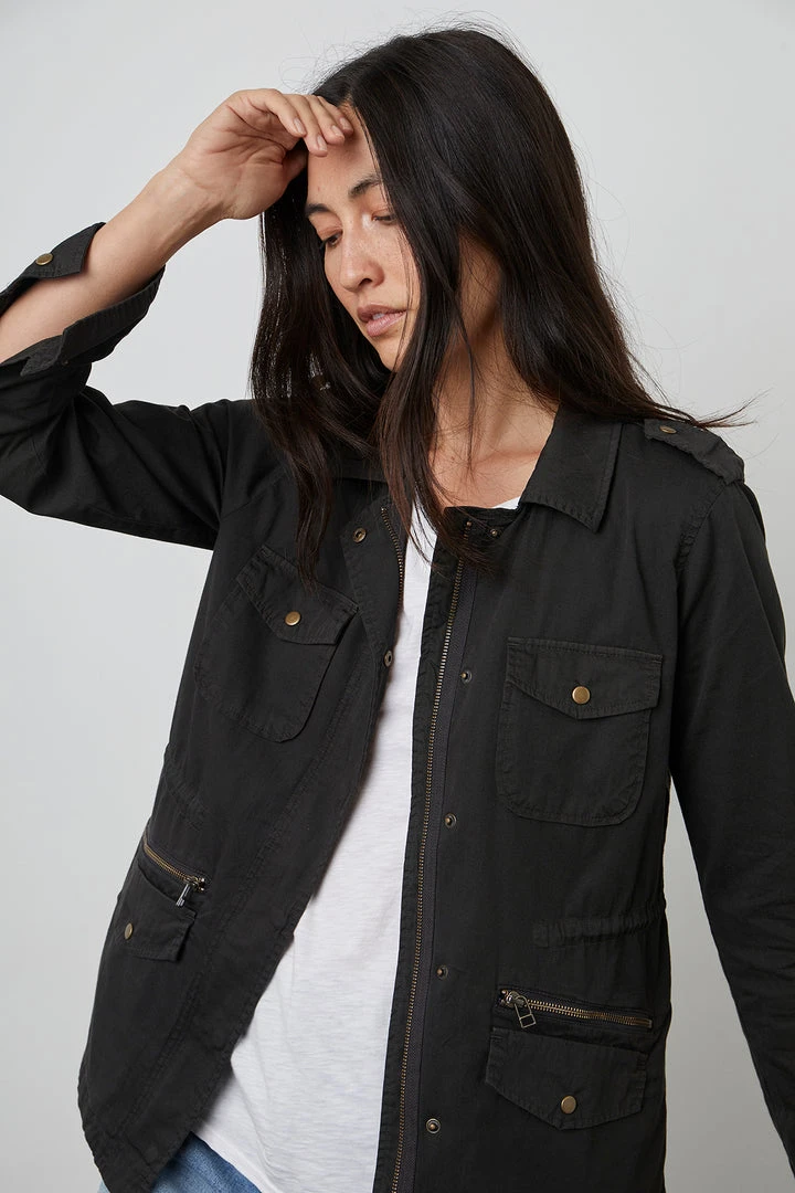 Velvet By Graham & Spencer RUBY LIGHT-WEIGHT ARMY JACKET Womens 28 Velvet By Graham & Spencer RUBY LIGHT-WEIGHT ARMY JACKET Womens