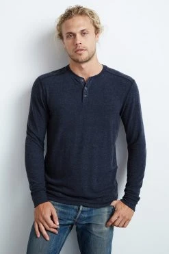 Velvet By Graham & Spencer FAUST MARLED COZY JERSEY HENLEY Mens
