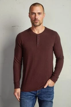 Velvet By Graham & Spencer FAUST MARLED COZY JERSEY HENLEY Mens