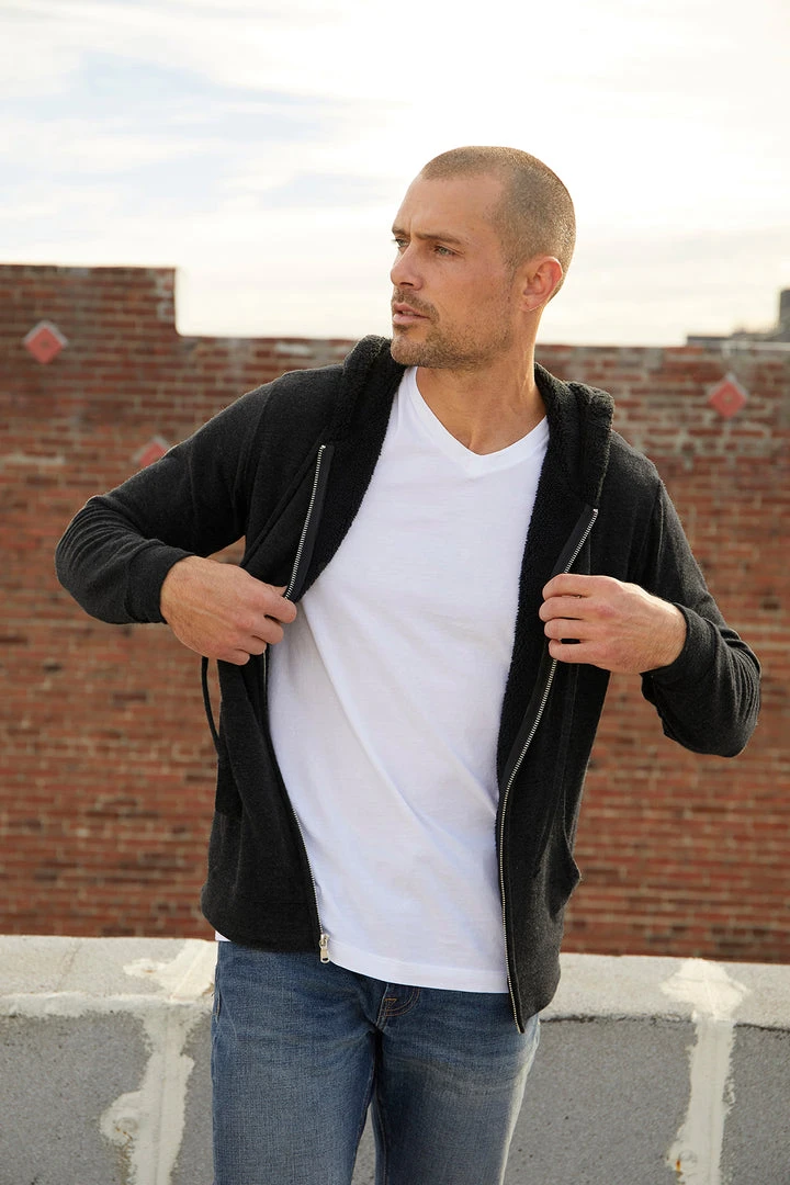 Velvet By Graham & Spencer Mens SALVADORE SHERPA LINED HOODIE 1 Velvet By Graham & Spencer Mens SALVADORE SHERPA LINED HOODIE