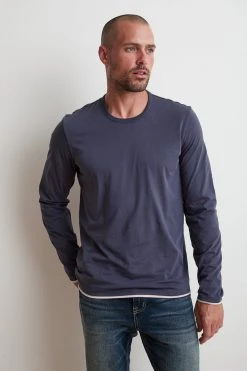 Velvet By Graham & Spencer STEPHEN REVERSIBLE COTTON LONG SLEEVE TEE