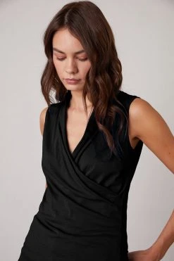 Velvet By Graham & Spencer Womens ADELISE GAUZY WHISPER FITTED WRAP TANK