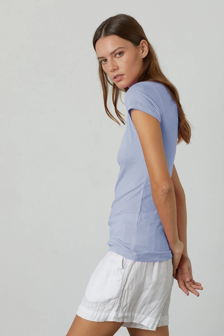 Velvet By Graham & Spencer Womens JEMMA GAUZY WHISPER FITTED CREW NECK TEE 20 Velvet By Graham & Spencer Womens JEMMA GAUZY WHISPER FITTED CREW NECK TEE