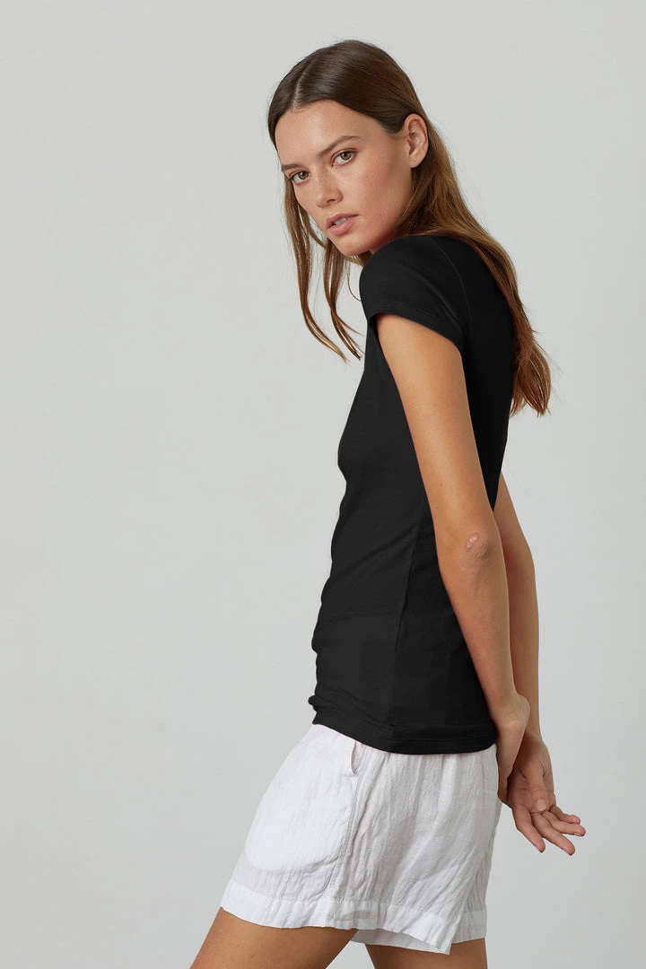 Velvet By Graham & Spencer Womens JEMMA GAUZY WHISPER FITTED CREW NECK TEE 3 Velvet By Graham & Spencer Womens JEMMA GAUZY WHISPER FITTED CREW NECK TEE