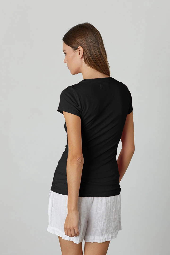 Velvet By Graham & Spencer Womens JEMMA GAUZY WHISPER FITTED CREW NECK TEE 4 Velvet By Graham & Spencer Womens JEMMA GAUZY WHISPER FITTED CREW NECK TEE