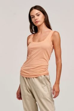 Velvet By Graham & Spencer MOSSY GAUZY WHISPER FITTED TANK Womens