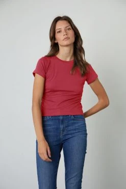 Velvet By Graham & Spencer NINA CROPPED CREW NECK TEE Womens