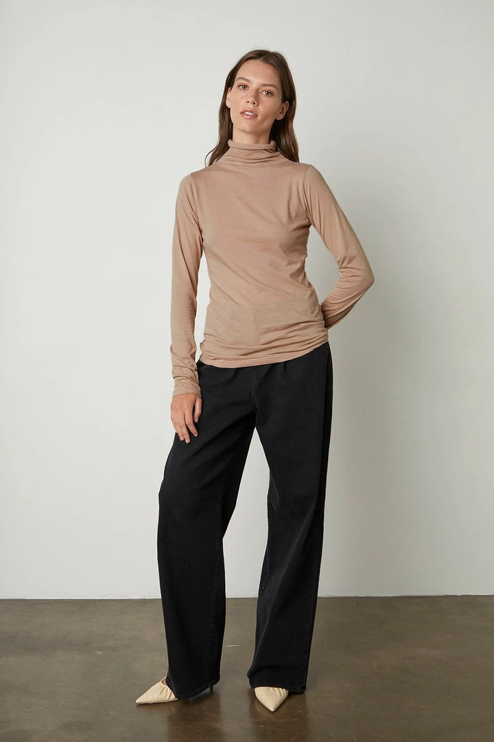 Velvet By Graham & Spencer TALISIA GAUZY WHISPER FITTED MOCK NECK TEE 2 Velvet By Graham & Spencer TALISIA GAUZY WHISPER FITTED MOCK NECK TEE