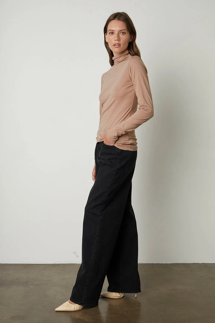 Velvet By Graham & Spencer TALISIA GAUZY WHISPER FITTED MOCK NECK TEE 3 Velvet By Graham & Spencer TALISIA GAUZY WHISPER FITTED MOCK NECK TEE