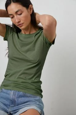 Velvet By Graham & Spencer JEMMA GAUZY WHISPER FITTED CREW NECK TEE