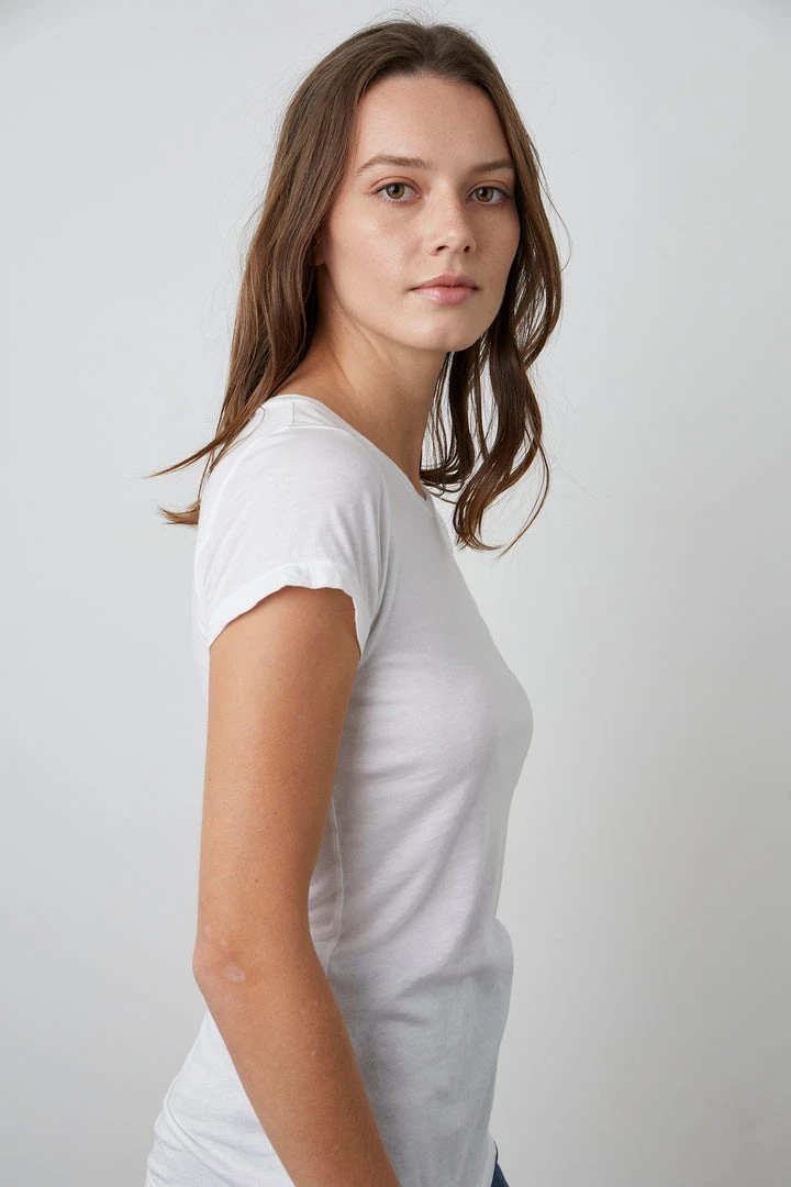 Velvet By Graham & Spencer Womens JEMMA GAUZY WHISPER FITTED CREW NECK TEE 8 Velvet By Graham & Spencer Womens JEMMA GAUZY WHISPER FITTED CREW NECK TEE