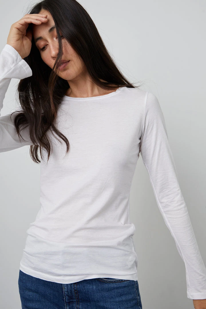 Velvet By Graham & Spencer ZOFINA GAUZY WHISPER FITTED CREW NECK TEE Womens 5 Velvet By Graham & Spencer ZOFINA GAUZY WHISPER FITTED CREW NECK TEE Womens