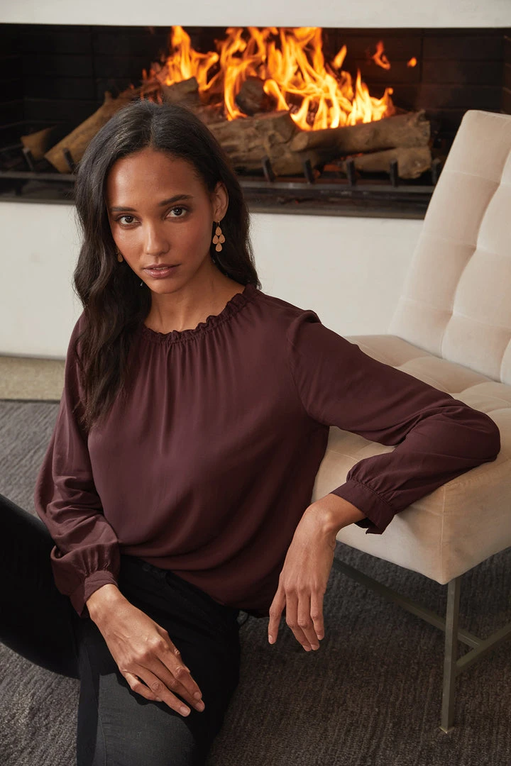 Velvet By Graham & Spencer Womens GINGER CHALLIS NECK TIE TOP 4 Velvet By Graham & Spencer Womens GINGER CHALLIS NECK TIE TOP