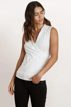 Velvet By Graham & Spencer ADELISE GAUZY WHISPER FITTED WRAP TANK Womens 19 Velvet By Graham & Spencer ADELISE GAUZY WHISPER FITTED WRAP TANK Womens