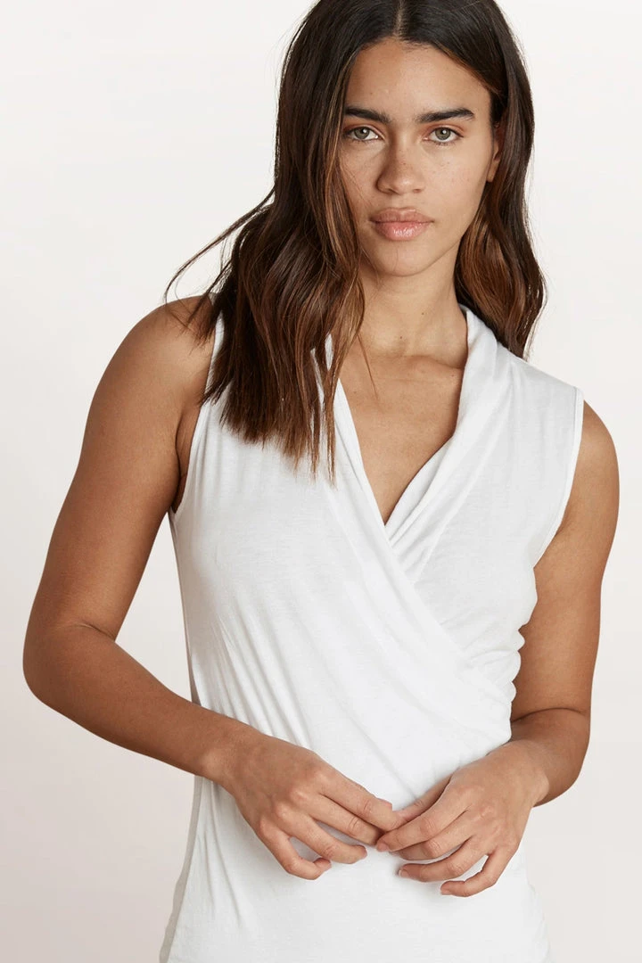 Velvet By Graham & Spencer ADELISE GAUZY WHISPER FITTED WRAP TANK Womens 2 Velvet By Graham & Spencer ADELISE GAUZY WHISPER FITTED WRAP TANK Womens