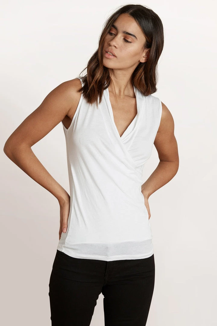 Velvet By Graham & Spencer ADELISE GAUZY WHISPER FITTED WRAP TANK Womens 1 Velvet By Graham & Spencer ADELISE GAUZY WHISPER FITTED WRAP TANK Womens