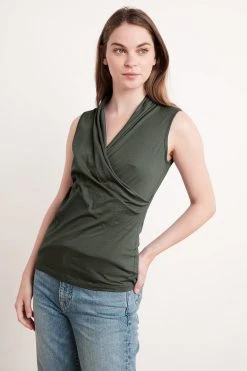 Velvet By Graham & Spencer ADELISE GAUZY WHISPER FITTED WRAP TANK Womens 28 Velvet By Graham & Spencer ADELISE GAUZY WHISPER FITTED WRAP TANK Womens