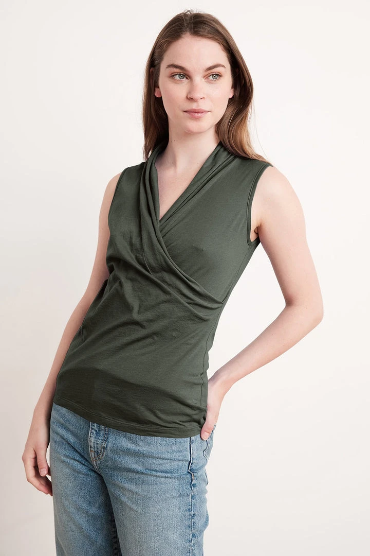 Velvet By Graham & Spencer ADELISE GAUZY WHISPER FITTED WRAP TANK Womens 12 Velvet By Graham & Spencer ADELISE GAUZY WHISPER FITTED WRAP TANK Womens