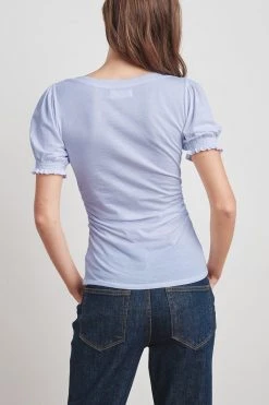 Velvet By Graham & Spencer KAMI GAUZY WHISPER SHIRRED SLEEVE TOP