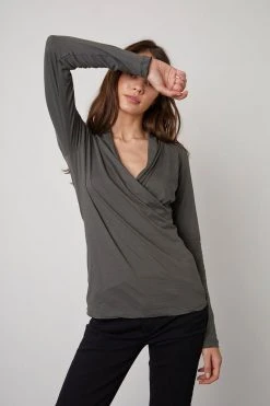 Velvet By Graham & Spencer MERI WRAP FRONT FITTED TOP 19 Velvet By Graham & Spencer MERI WRAP FRONT FITTED TOP