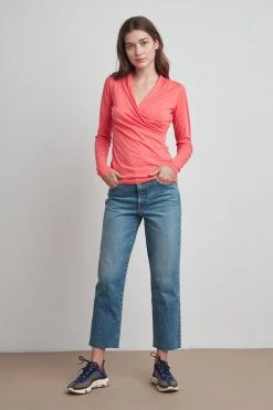 Velvet By Graham & Spencer Womens MERI WRAP FRONT FITTED TOP