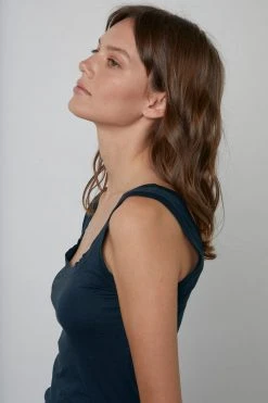 Velvet By Graham & Spencer MOSSY GAUZY WHISPER FITTED TANK Womens