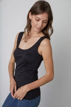 Velvet By Graham & Spencer MOSSY GAUZY WHISPER FITTED TANK Womens