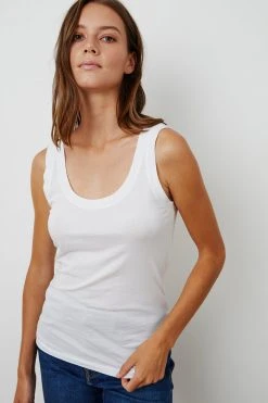 Velvet By Graham & Spencer MOSSY GAUZY WHISPER FITTED TANK Womens