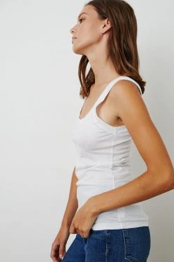Velvet By Graham & Spencer MOSSY GAUZY WHISPER FITTED TANK Womens