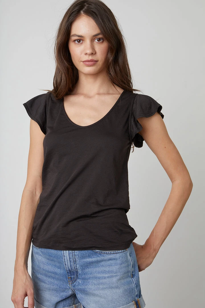 Velvet By Graham & Spencer RASHIDA SCOOP NECK TEE Womens 1 Velvet By Graham & Spencer RASHIDA SCOOP NECK TEE Womens