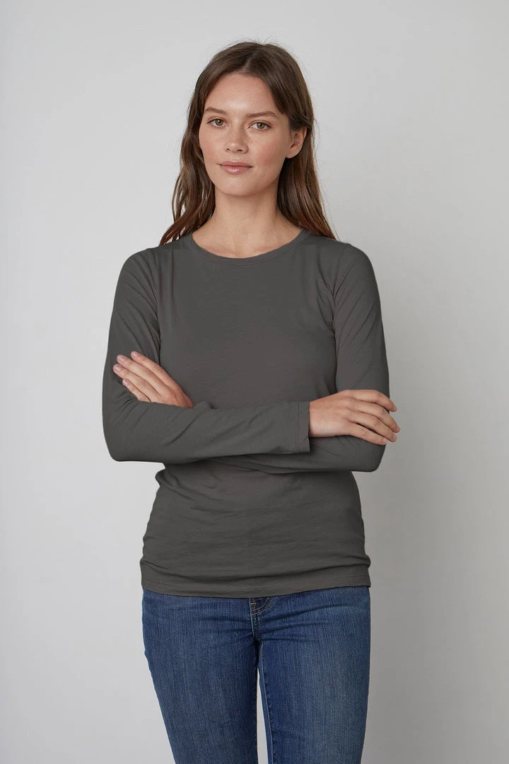 Velvet By Graham & Spencer ZOFINA GAUZY WHISPER FITTED CREW NECK TEE 1 Velvet By Graham & Spencer ZOFINA GAUZY WHISPER FITTED CREW NECK TEE