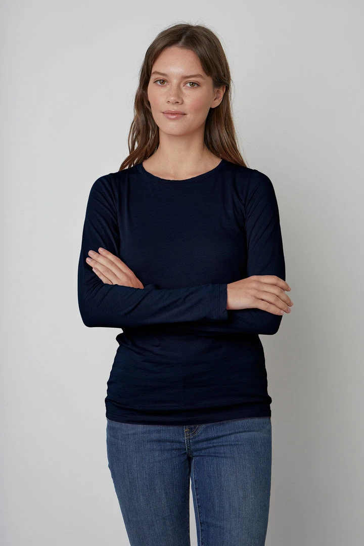 Velvet By Graham & Spencer ZOFINA GAUZY WHISPER FITTED CREW NECK TEE Womens 11 Velvet By Graham & Spencer ZOFINA GAUZY WHISPER FITTED CREW NECK TEE Womens