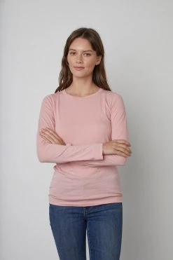 Velvet By Graham & Spencer ZOFINA GAUZY WHISPER FITTED CREW NECK TEE 22 Velvet By Graham & Spencer ZOFINA GAUZY WHISPER FITTED CREW NECK TEE
