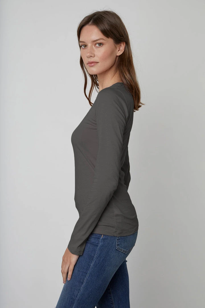 Velvet By Graham & Spencer ZOFINA GAUZY WHISPER FITTED CREW NECK TEE 2 Velvet By Graham & Spencer ZOFINA GAUZY WHISPER FITTED CREW NECK TEE