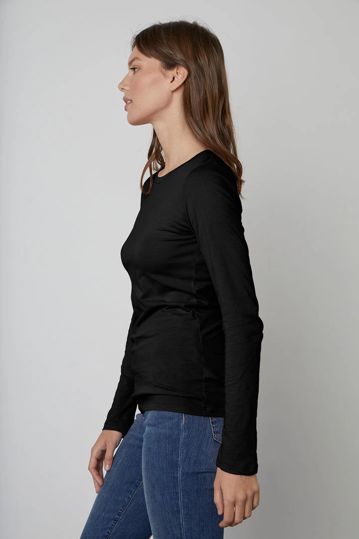 Velvet By Graham & Spencer ZOFINA GAUZY WHISPER FITTED CREW NECK TEE Womens 2 Velvet By Graham & Spencer ZOFINA GAUZY WHISPER FITTED CREW NECK TEE Womens