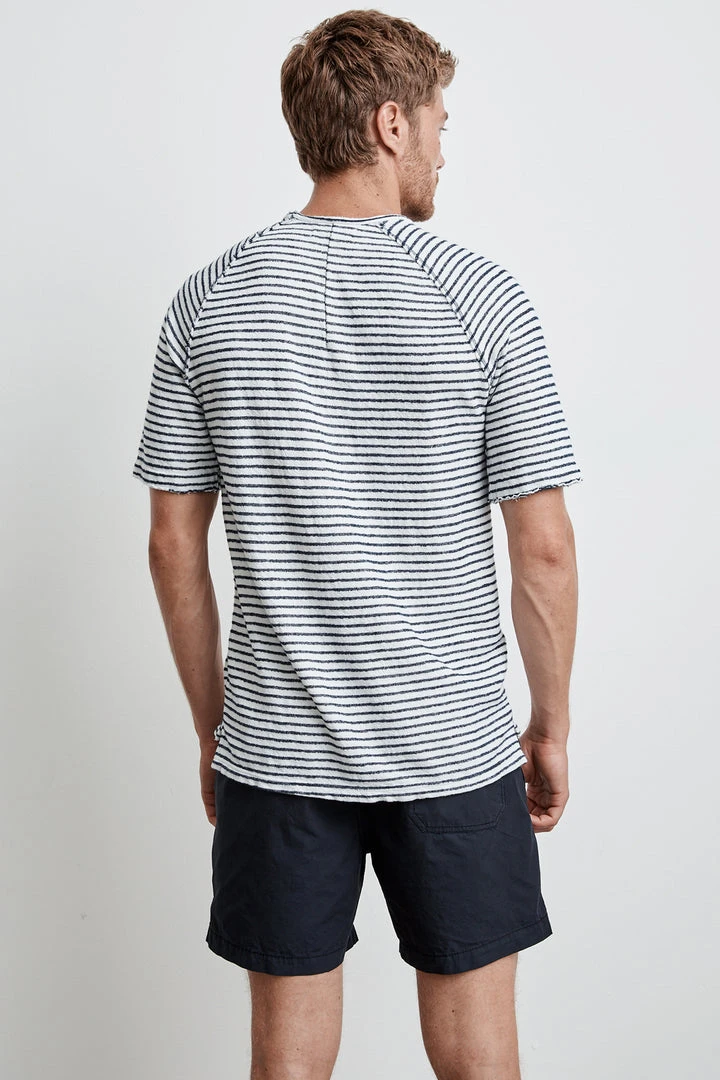 Velvet By Graham & Spencer CYRANO HACCI BEACH STRIPE RAW EDGE RAGLAN TEE Mens 3 Velvet By Graham & Spencer CYRANO HACCI BEACH STRIPE RAW EDGE RAGLAN TEE Mens