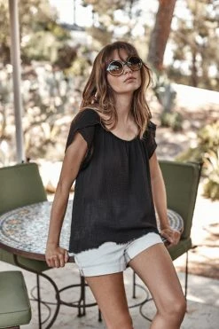 Velvet By Graham & Spencer Womens ANELLA COTTON GAUZE BLOUSE 15 Velvet By Graham & Spencer Womens ANELLA COTTON GAUZE BLOUSE