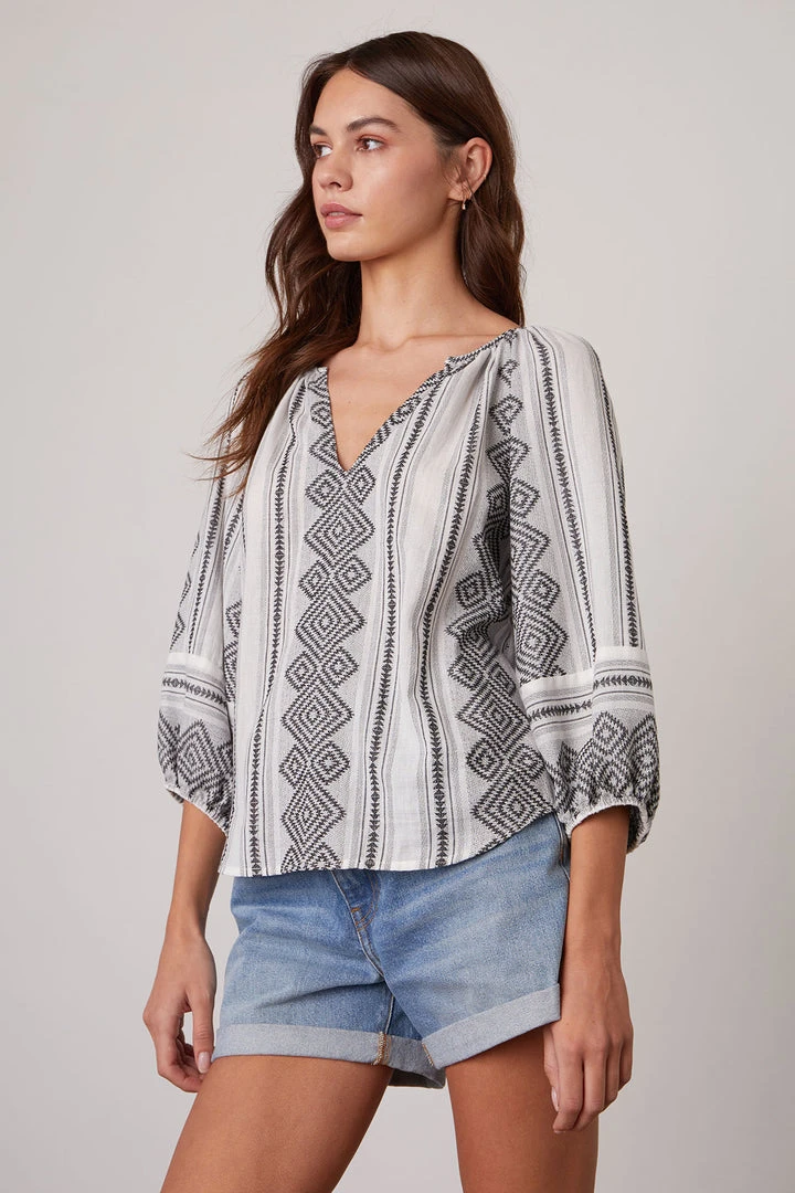 Velvet By Graham & Spencer Womens LOUISE JACQUARD BOHO TOP 1 Velvet By Graham & Spencer Womens LOUISE JACQUARD BOHO TOP