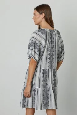 Velvet By Graham & Spencer Womens SOPHIE PUFF SLEEVE JACQUARD DRESS