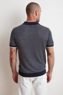 Velvet By Graham & Spencer LEON STRIPED POLO Mens 5 Velvet By Graham & Spencer LEON STRIPED POLO Mens